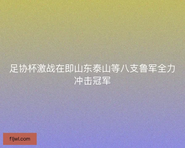 足协杯激战在即山东泰山等八支鲁军全力冲击冠军